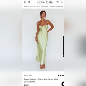 Selfie Leslie Satin Slip Dress with Floral Trim